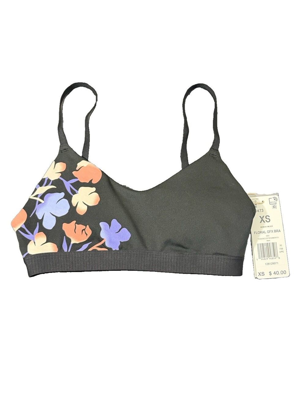 Adidas GFX Black Floral Low Support Sports Bra Women’s Sz XS NWT